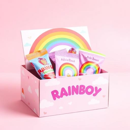 Rainbow themed personalised treat box